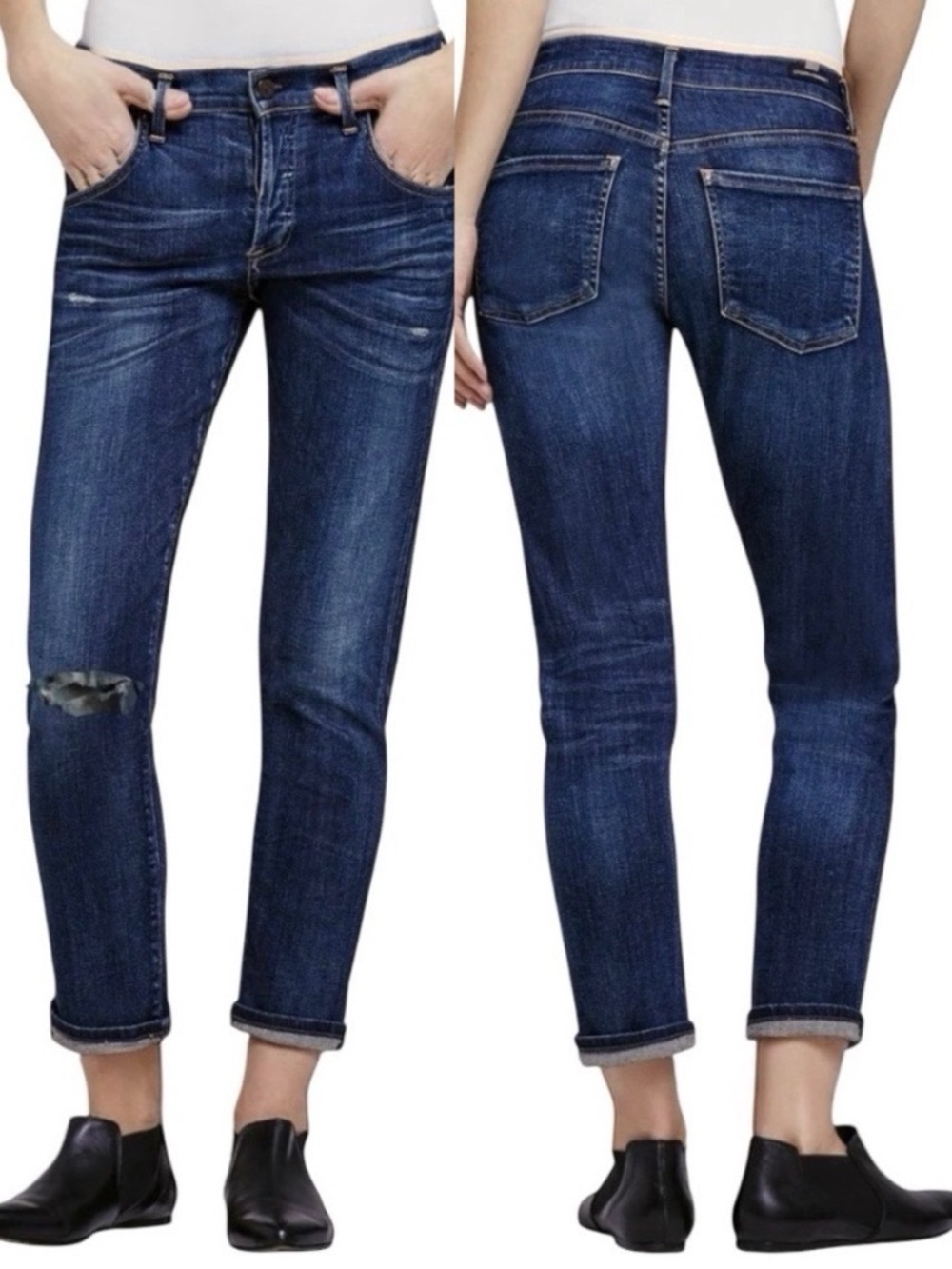 COH Emerson Slim Fit Boyfriend Jeans Medium Wash Ripped Knee Size 24